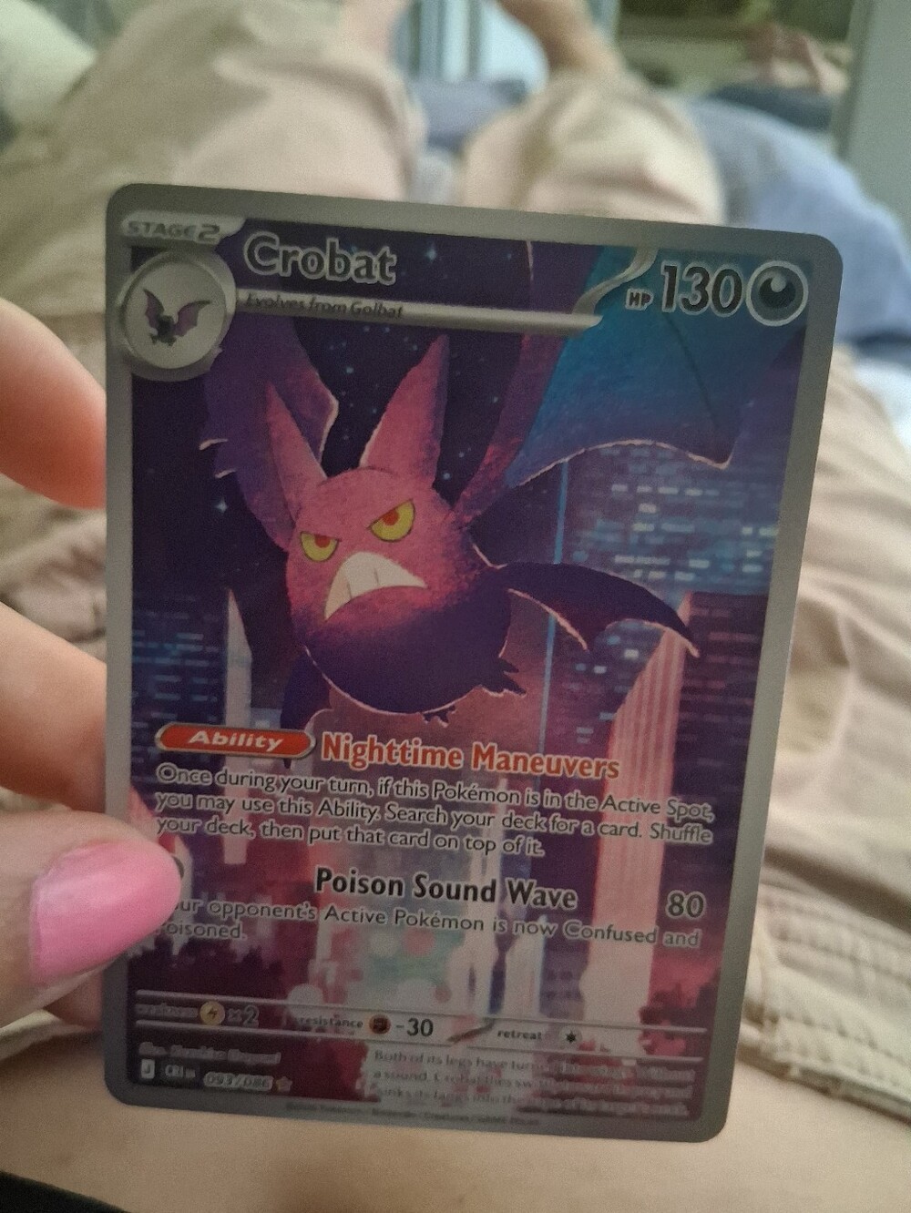 Pokemon Crobat Trading Card - Purple, Pink, Blue